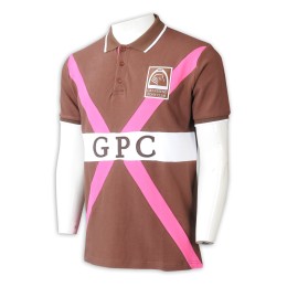 P1311   製造男裝短袖Polo恤 設計3粒鈕胸筒繡花撞色咖啡色Polo恤 Polo恤專門店 澳洲 馬術 學校 P1311   製造男裝短袖Polo恤 設計3粒鈕胸筒繡花撞色咖啡色Polo恤 Polo恤專門店 澳洲 馬術 學校